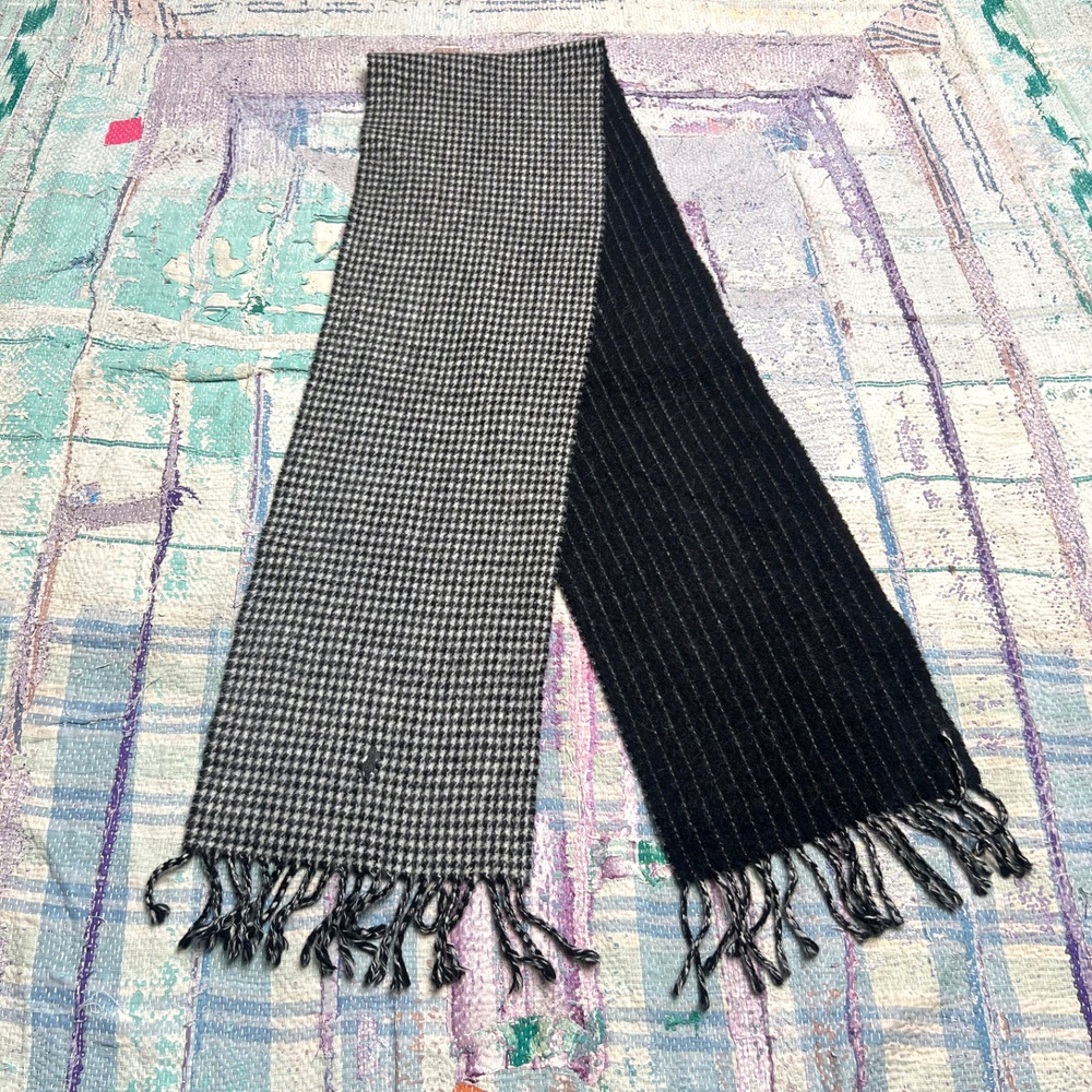 Polo Ralph Lauren Grey Houndstooth Fringe Scarf